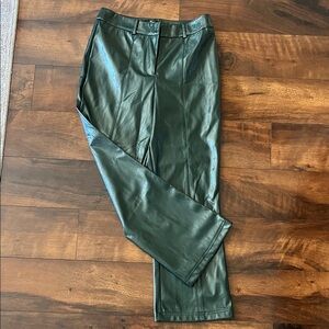 7 For All Mankind Forest Green Leather Flare Pants
